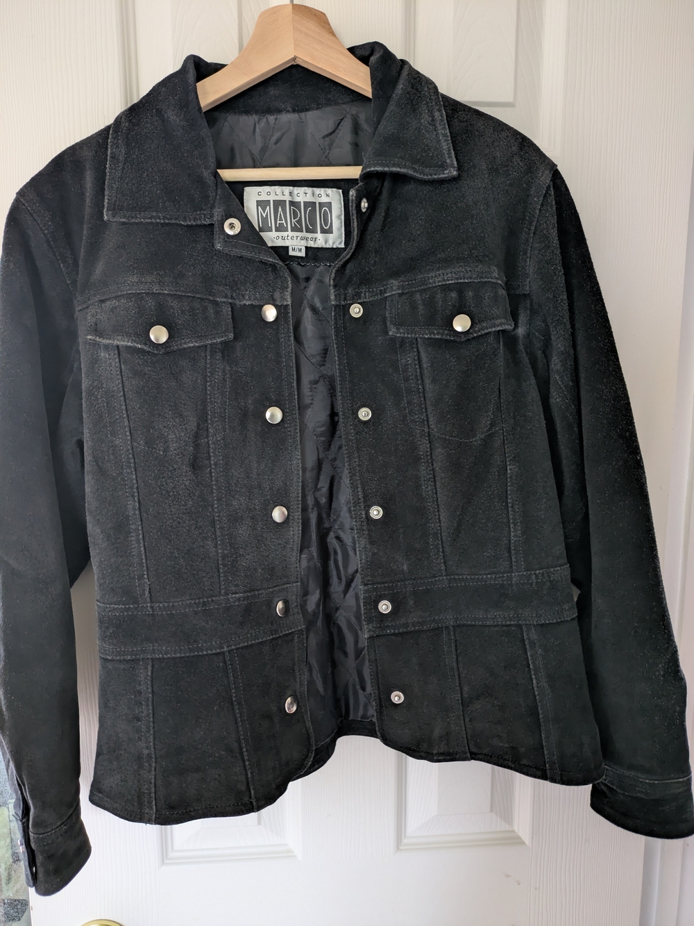 Black Suede Snap-Front Jacket